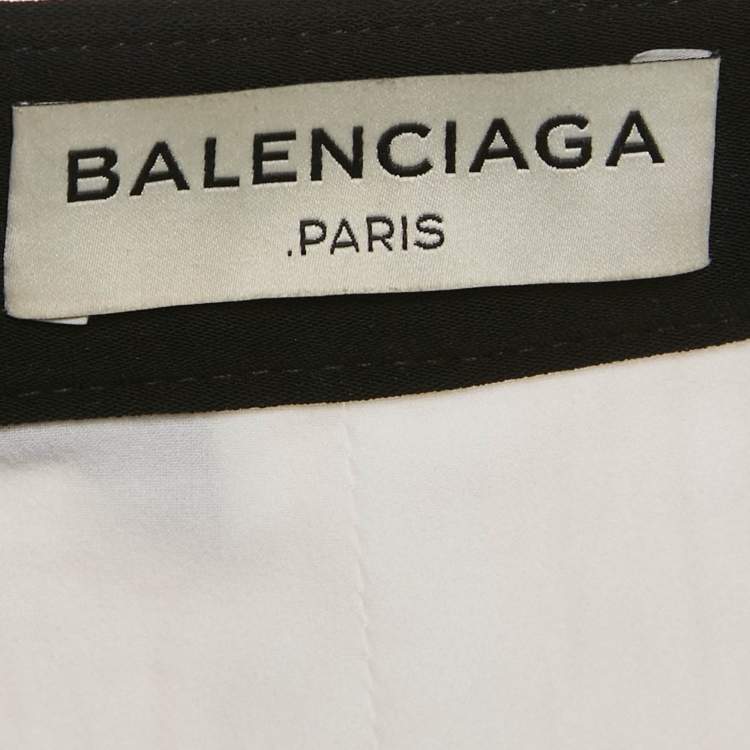 Pre Owned Balenciaga White Textured Silk Blend Knee-Length Skirt M