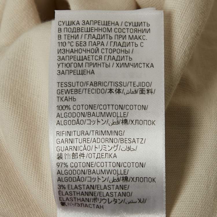 Pre Owned Balenciaga Unisex Cream Logo Print Crewneck T-Shirt L