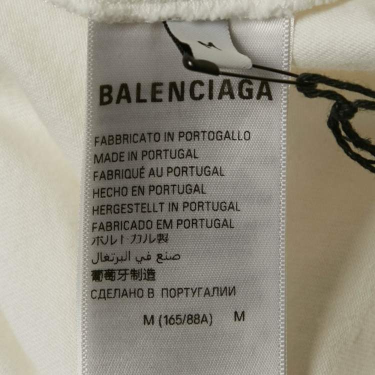 Pre Owned Balenciaga White Printed Cotton Crew Neck Oversized T-Shirt M