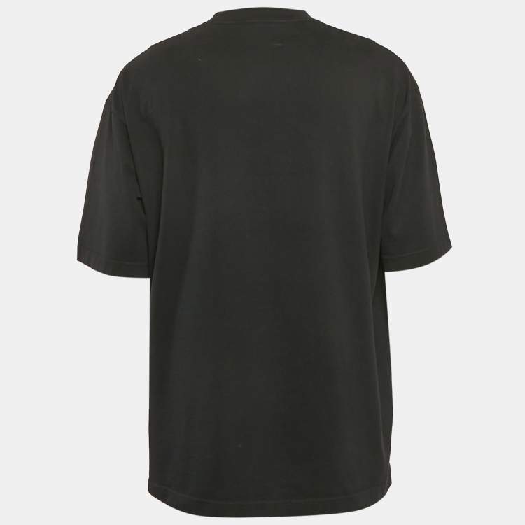 Pre Owned Balenciaga Black Logo Print Jersey T-Shirt M