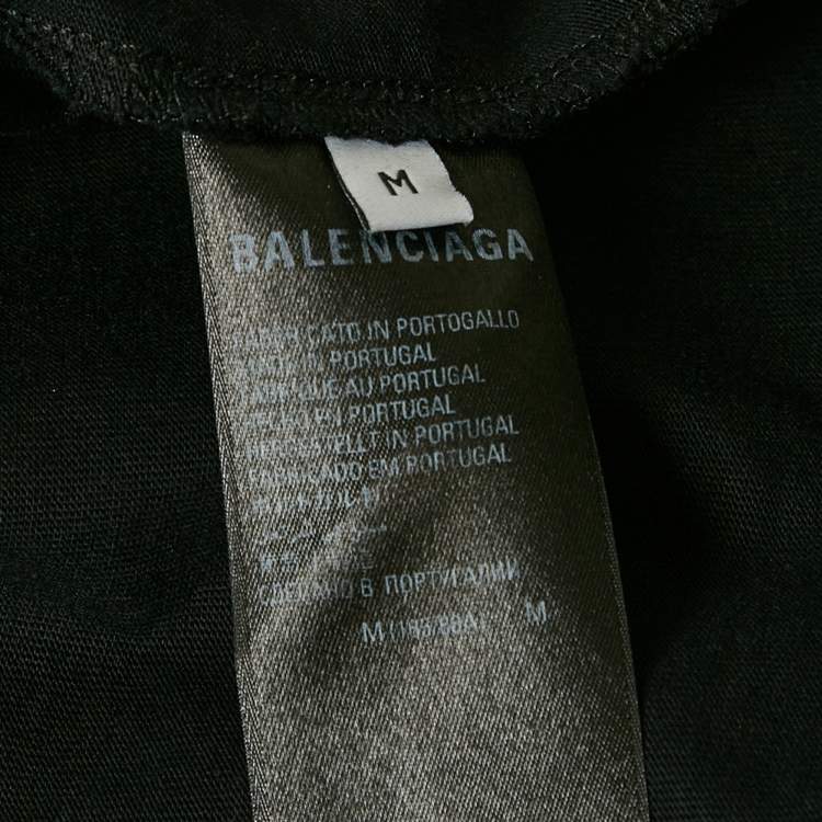Pre Owned Balenciaga Black Logo Print Jersey T-Shirt M