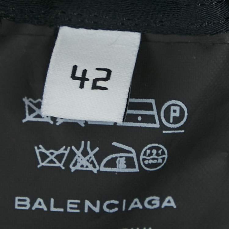 Pre Owned Balenciaga Black Satin Straight Leg Trousers L
