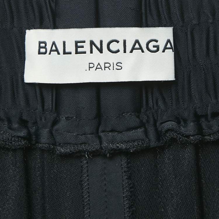 Pre Owned Balenciaga Black Satin Straight Leg Trousers L