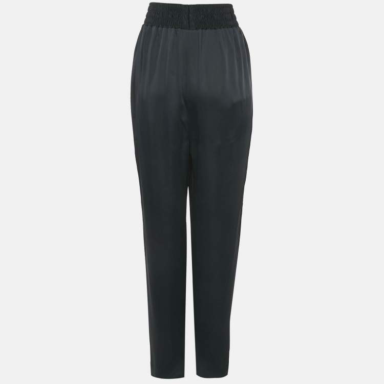 Pre Owned Balenciaga Black Satin Straight Leg Trousers L