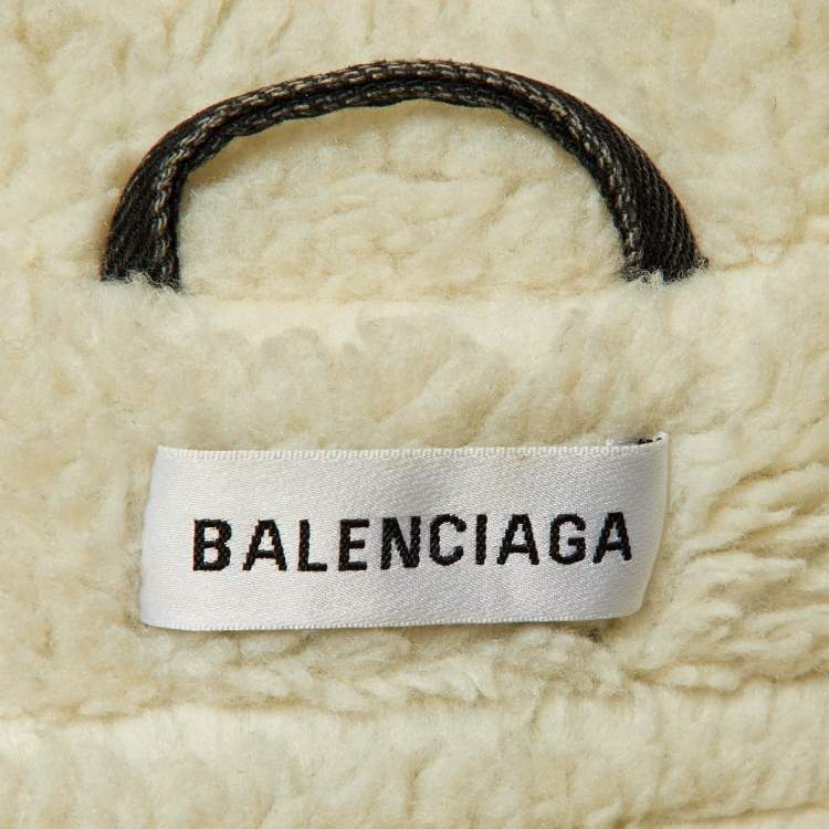 Pre Owned Balenciaga Black Denim Button Front Shearling Jacket S