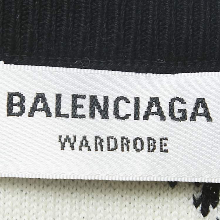مملوكة مسبقًا Balenciaga Black Logo Jacquard Knit Long Sleeve Sweater S