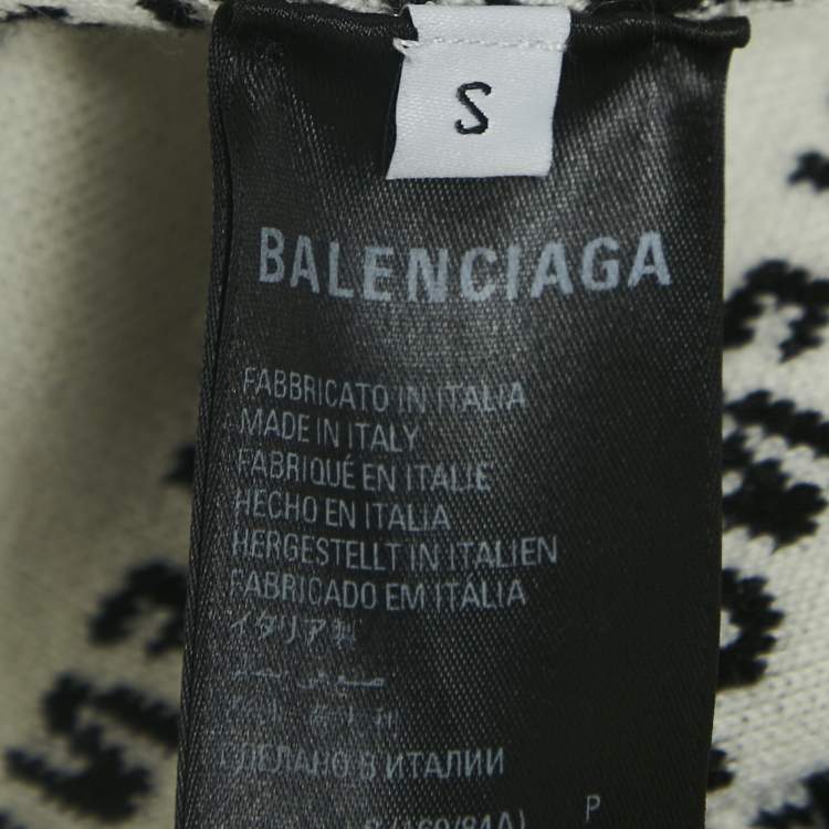 مملوكة مسبقًا Balenciaga Black Logo Jacquard Knit Long Sleeve Sweater S