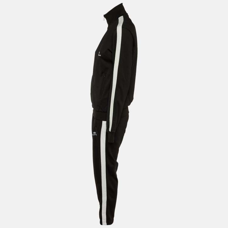 Pre Owned Balenciaga Black Jersey Zip-Up Jacket and Pants Set M