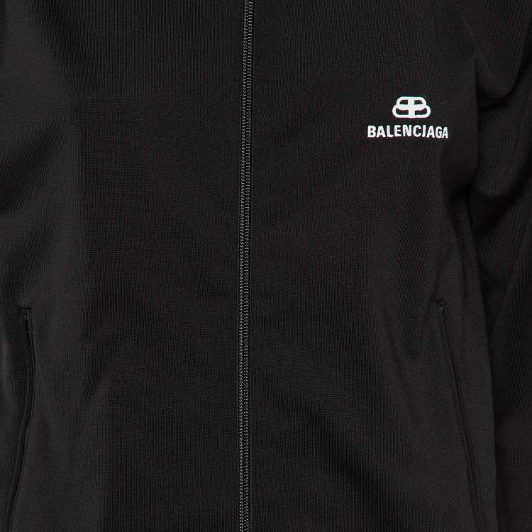 Pre Owned Balenciaga Black Jersey Zip-Up Jacket and Pants Set M
