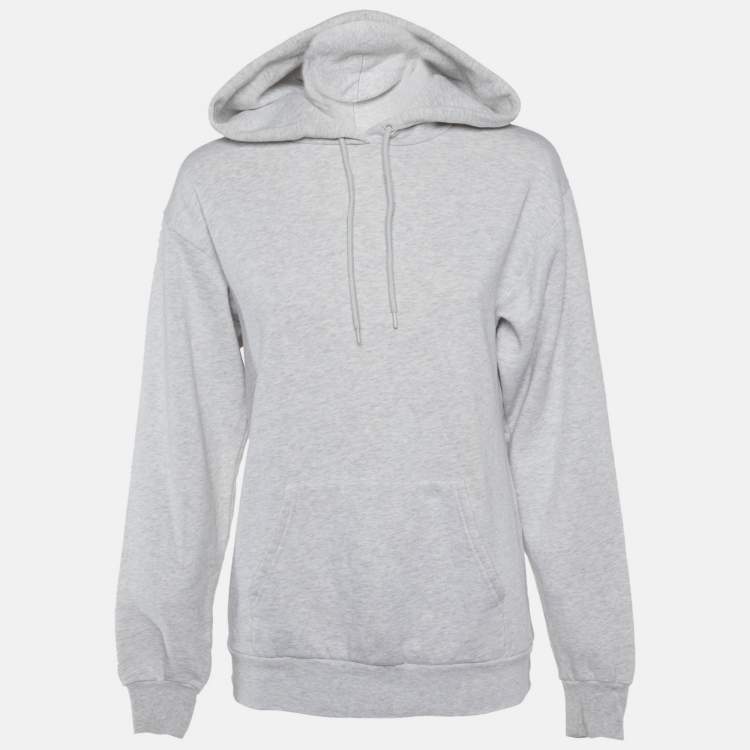 Pre Owned Balenciaga Grey Logo Applique Hooded Sweatshirt S
