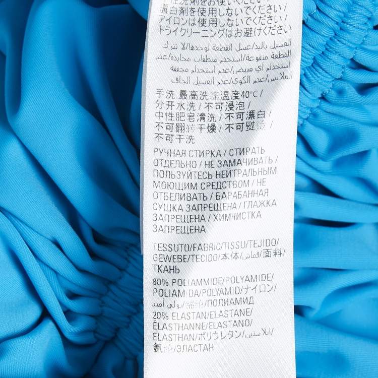 Pre Owned Balenciaga Blue Jersey Ruched Asymmetric Mini Dress S