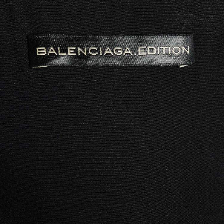 Pre Owned Balenciaga Black Silk Chiffon Draped Mini Dress M