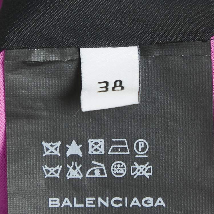 Pre Owned Balenciaga Pink/Black Wool and Crepe Asymmetric Sleeveless Top M