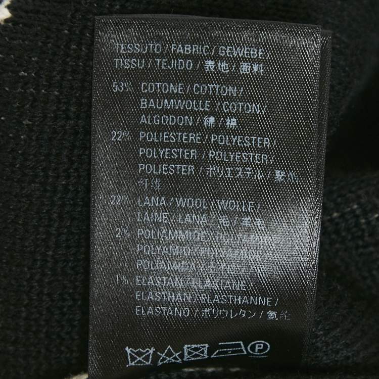 Pre Owned Balenciaga Off-White Monogram Jacquard Knit Crew Neck Sweater S
