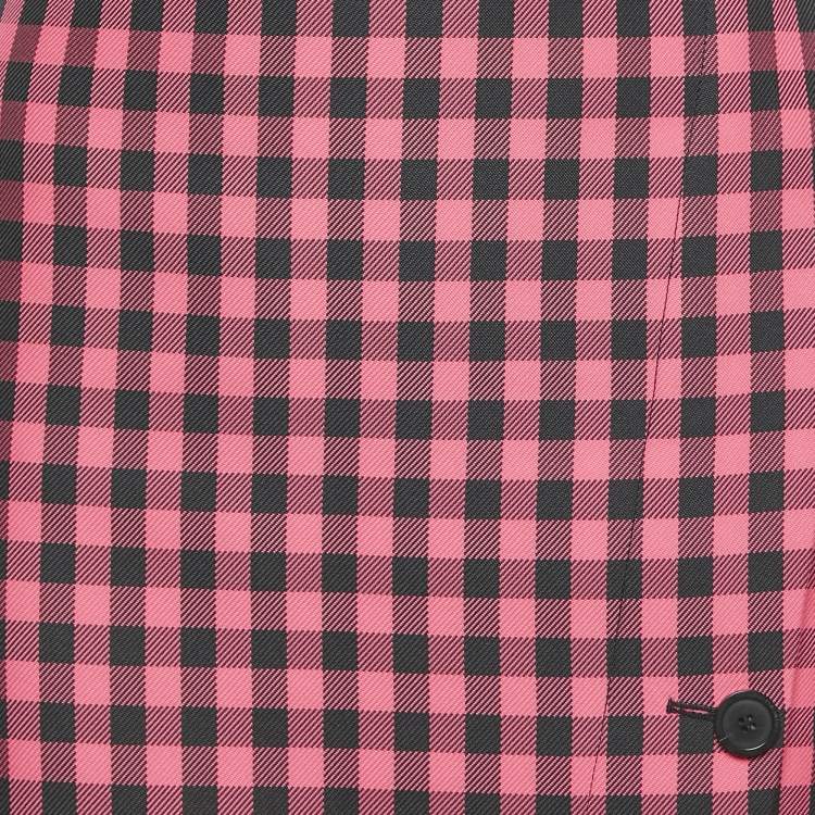 Pre Owned Balenciaga Pink Gingham Check Pencil Skirt S