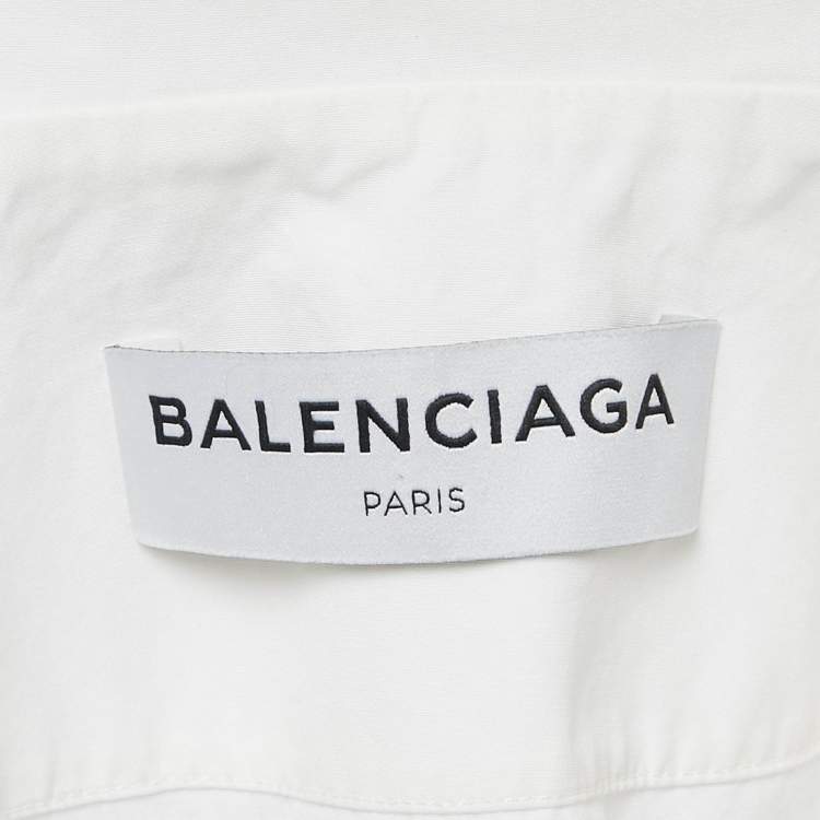 Pre Owned Balenciaga White Cotton Loose Fit Blouse S