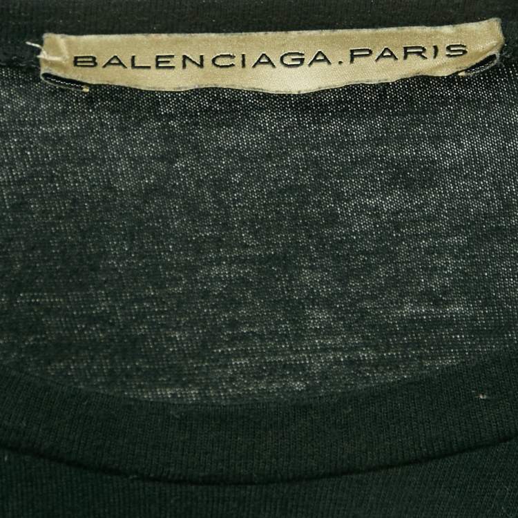 Pre Owned Balenciaga Black Printed Jersey Crewneck T-Shirt S