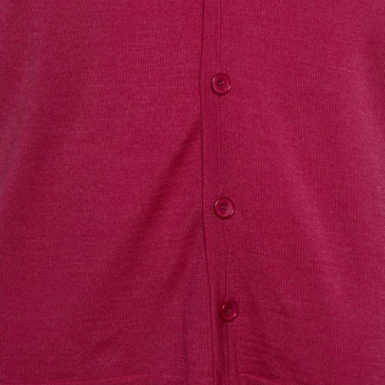 Pre Owned Balenciaga Pink Wool & Silk Knit Button Front Cardigan L