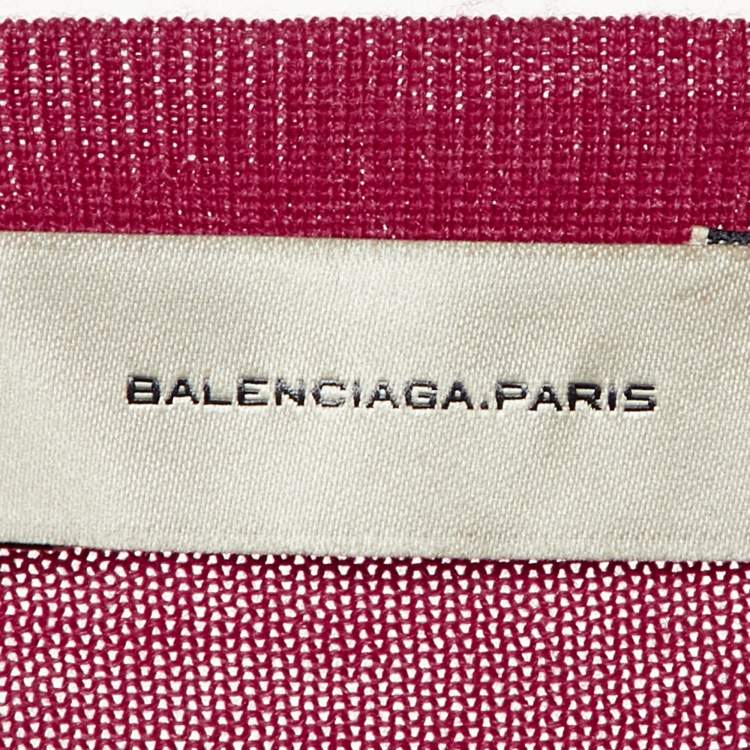Pre Owned Balenciaga Pink Wool & Silk Knit Button Front Cardigan L