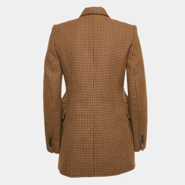 Pre Owned Balenciaga Brown Houndstooth Wool Hourglass Blazer M