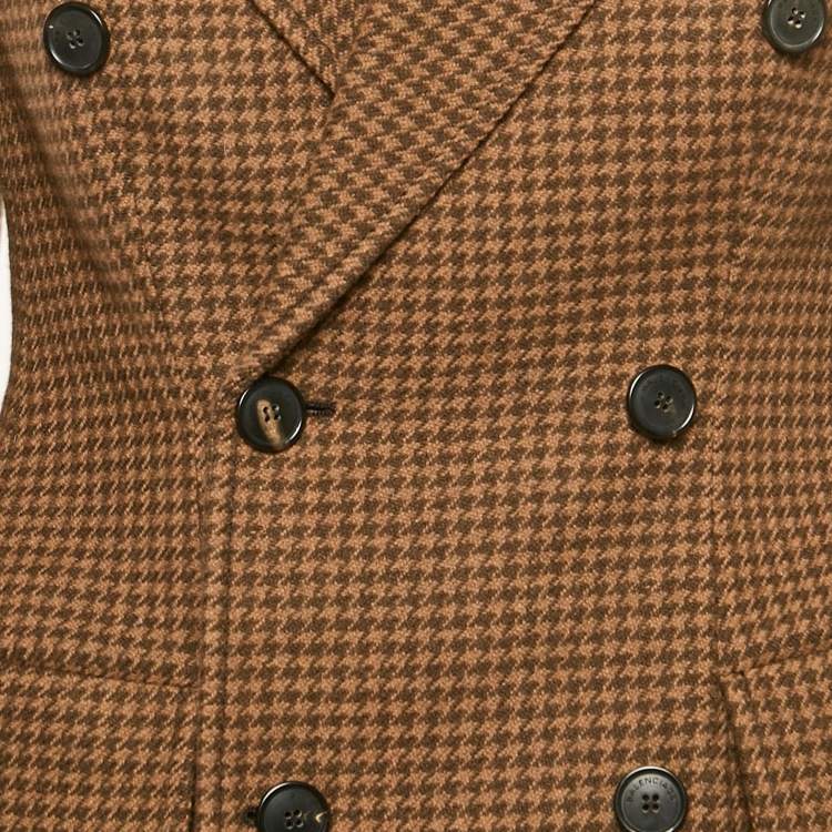 Pre Owned Balenciaga Brown Houndstooth Wool Hourglass Blazer M