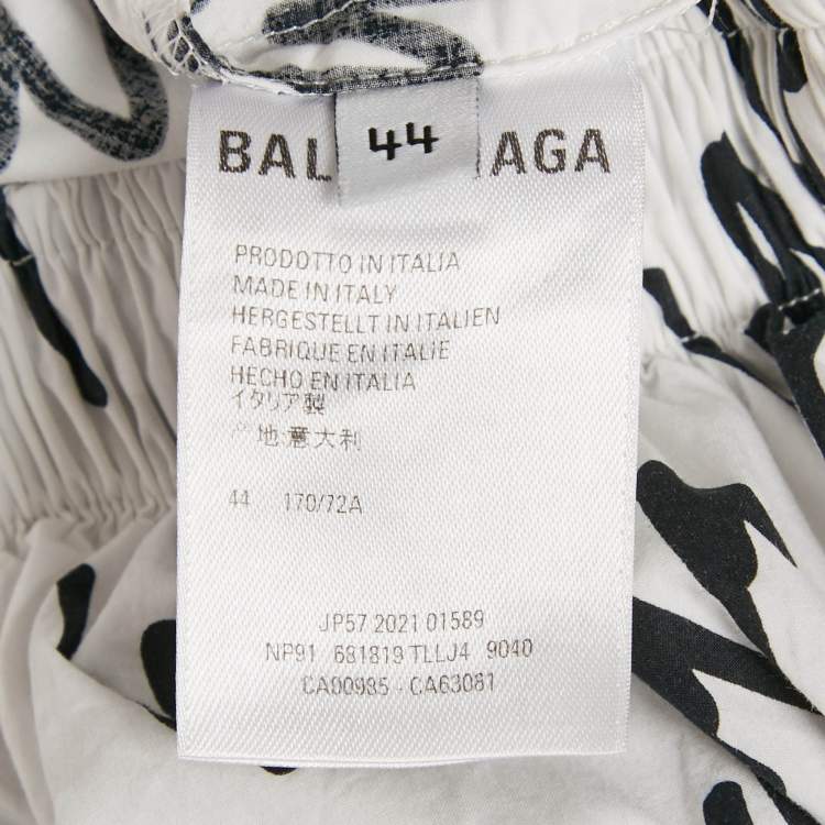 Pre Owned Balenciaga White All Over Print Cotton Track Pants XL
