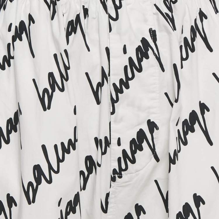 Pre Owned Balenciaga White All Over Print Cotton Track Pants XL