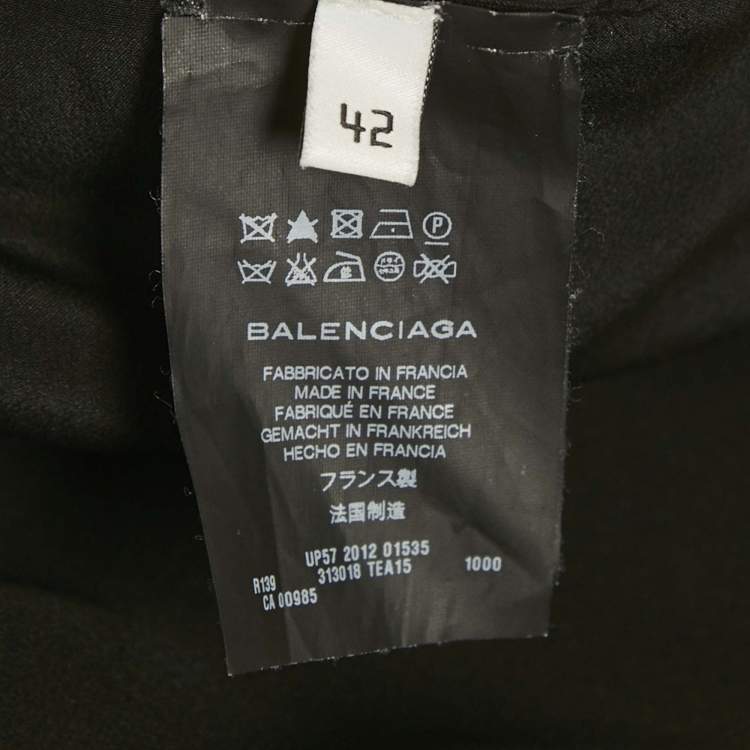 Pre Owned Balenciaga Navy Blue Floral Print Crepe Silk Sleeveless Gown L