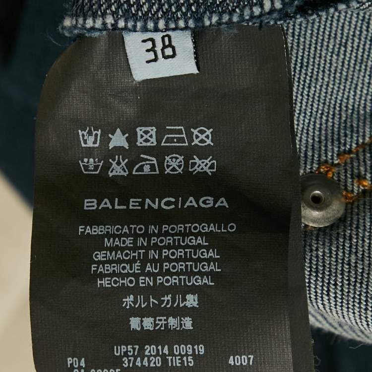 Pre Owned Balenciaga Blue Denim Straight Leg Jeans M Waist 29"