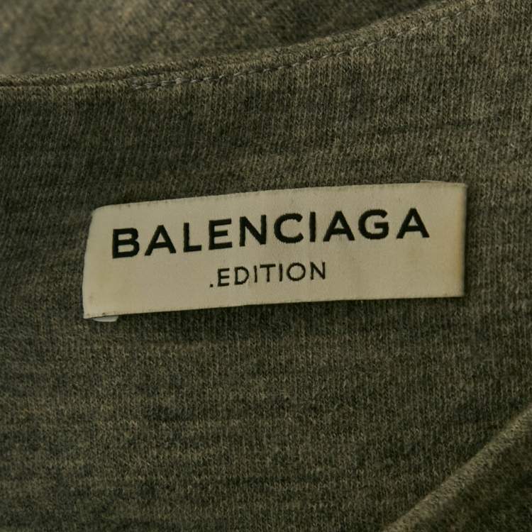 Pre Owned Balenciaga Grey Wool Button Front Top S