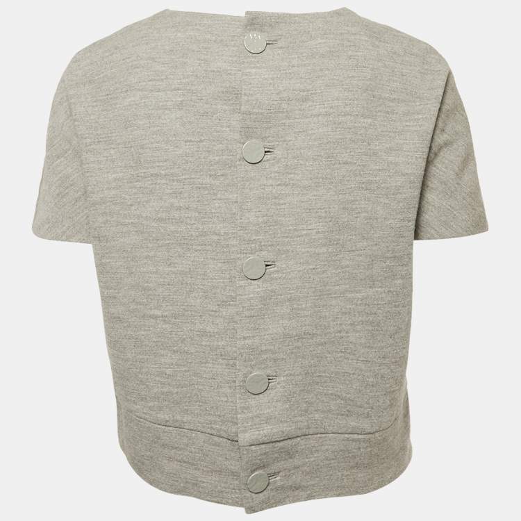 Pre Owned Balenciaga Grey Wool Button Front Top S