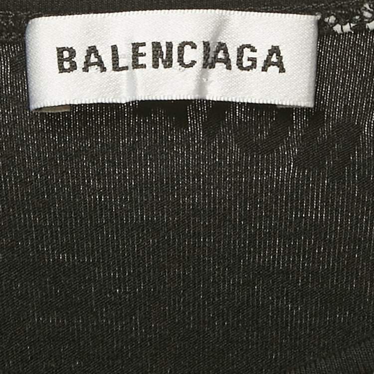 Pre Owned Balenciaga Black All-Over Jersey Crewneck T-Shirt M