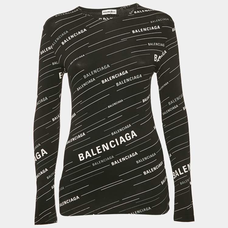 Pre Owned Balenciaga Black All-Over Jersey Crewneck T-Shirt M