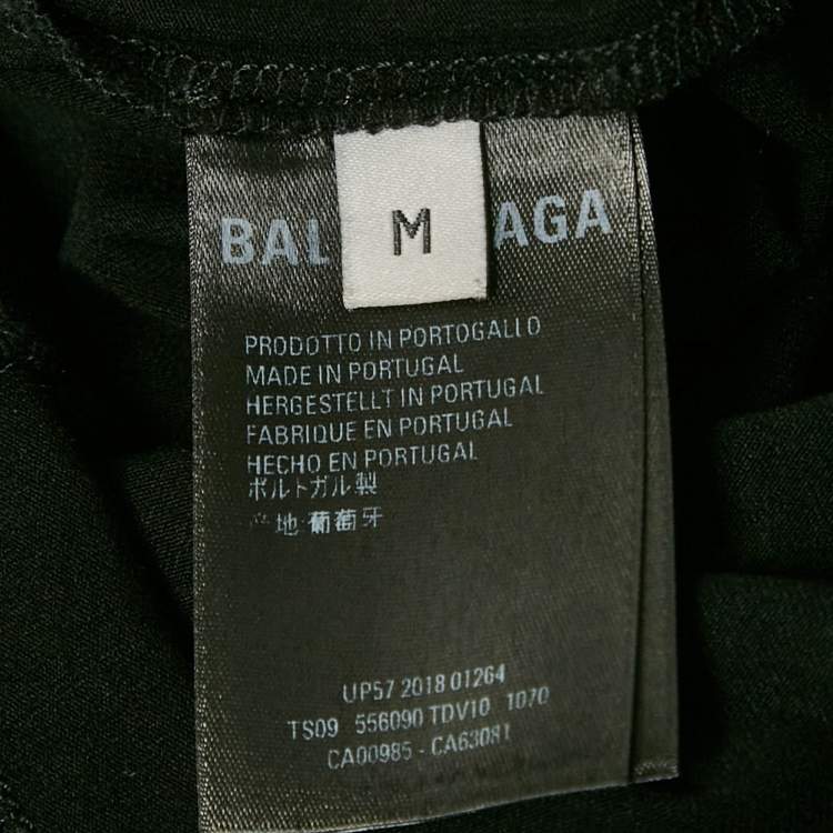 Pre Owned Balenciaga Black All-Over Jersey Crewneck T-Shirt M