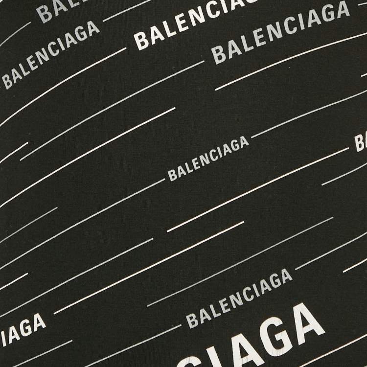 Pre Owned Balenciaga Black All-Over Jersey Crewneck T-Shirt M