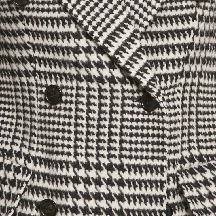 Pre Owned Balenciaga Black/White Houndstooth Wool Hourglass Blazer S