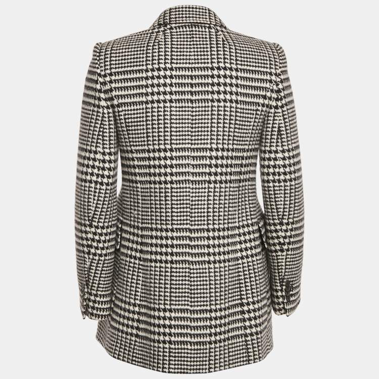 Pre Owned Balenciaga Black/White Houndstooth Wool Hourglass Blazer S