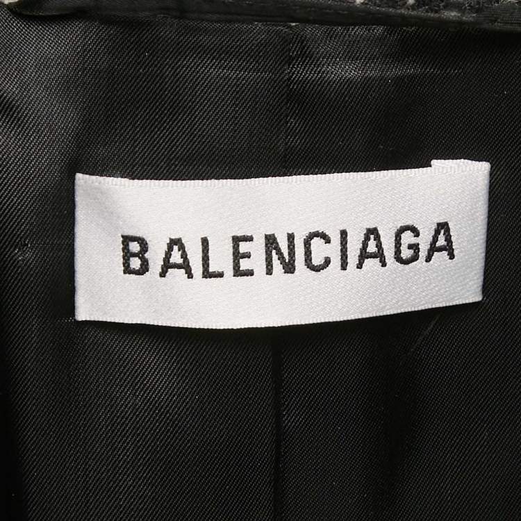 Pre Owned Balenciaga Black/White Houndstooth Wool Hourglass Blazer S