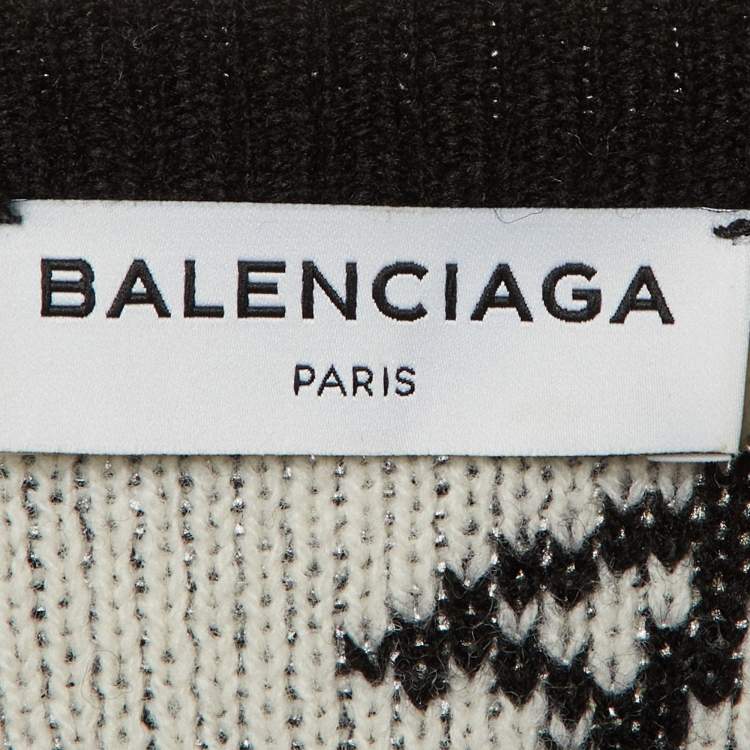 Pre Owned Balenciaga Black All Over Logo Wool Sweater M