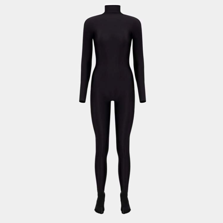 Pre Owned Balenciaga Black Jersey Falkon Full-Body Jumpsuit S Heels Size 39