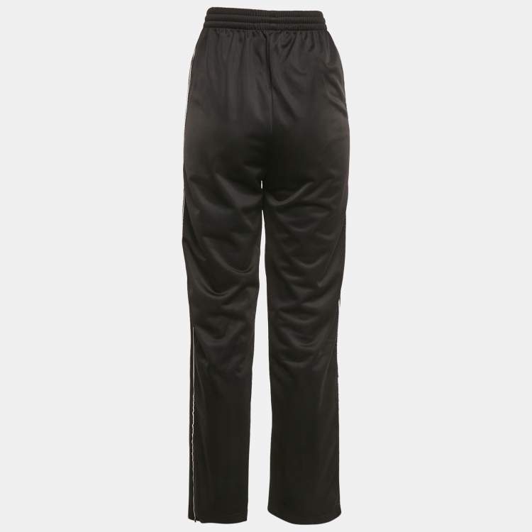 Pre Owned Balenciaga Black Logo Striped Jersey Track Pants S