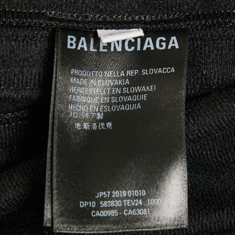 Pre Owned Balenciaga Black Logo Striped Jersey Track Pants S