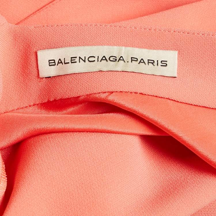 Pre Owned Balenciaga Orange Crepe Sleeveless Midi Dress M