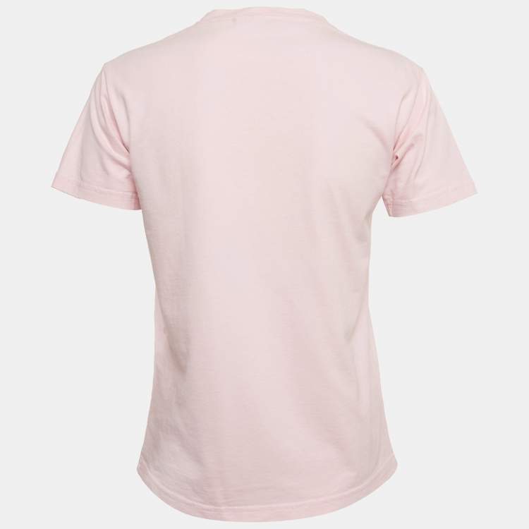 Pre Owned Balenciaga Pink Logo Print Cotton Jersey T-Shirt S