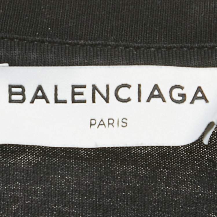 Pre Owned Balenciaga Black Logo Print Cotton Jersey T-Shirt S