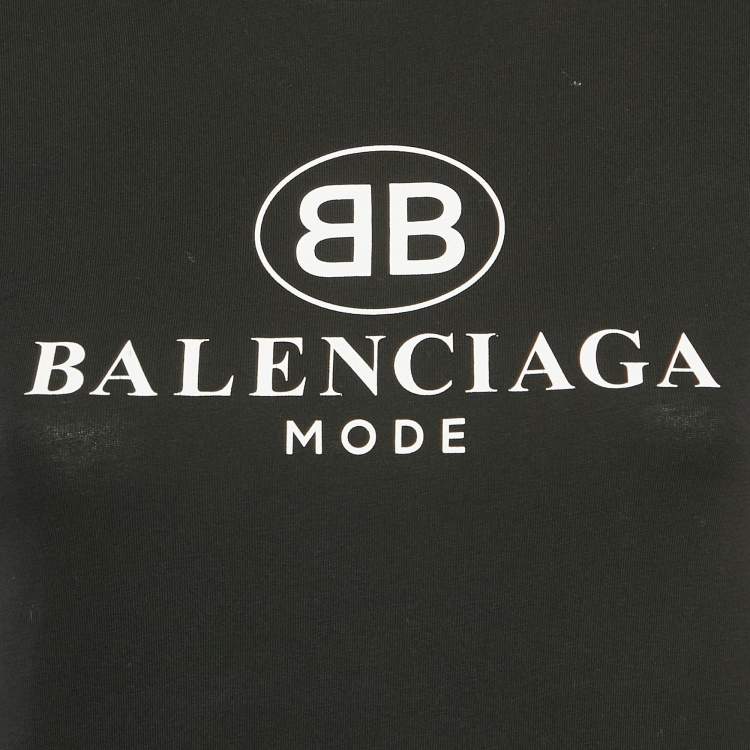 Pre Owned Balenciaga Black Logo Print Cotton Jersey T-Shirt S