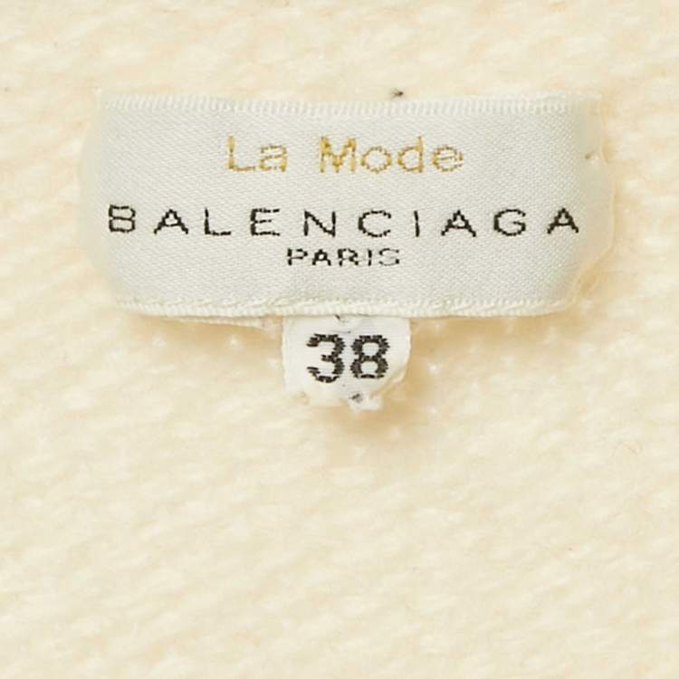 Pre Owned Balenciaga Off-White Rib Knit V-Neck Sweater M