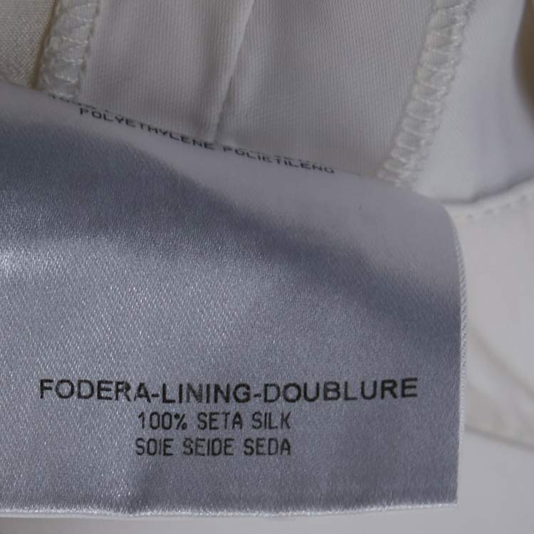 Pre Owned Balenciaga White Silk Straight Fit Trousers M