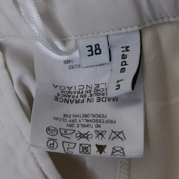 Pre Owned Balenciaga White Silk Straight Fit Trousers M