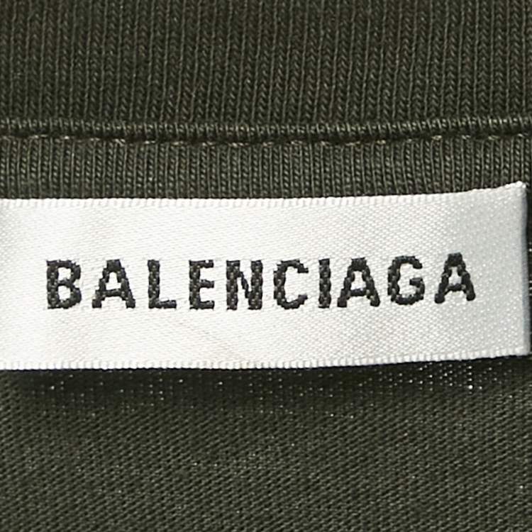 Pre Owned Balenciaga Green Logo Embroidered Jersey T-Shirt S